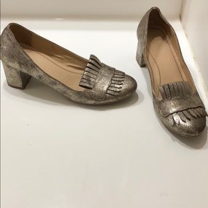 Shimmer heeled loafers